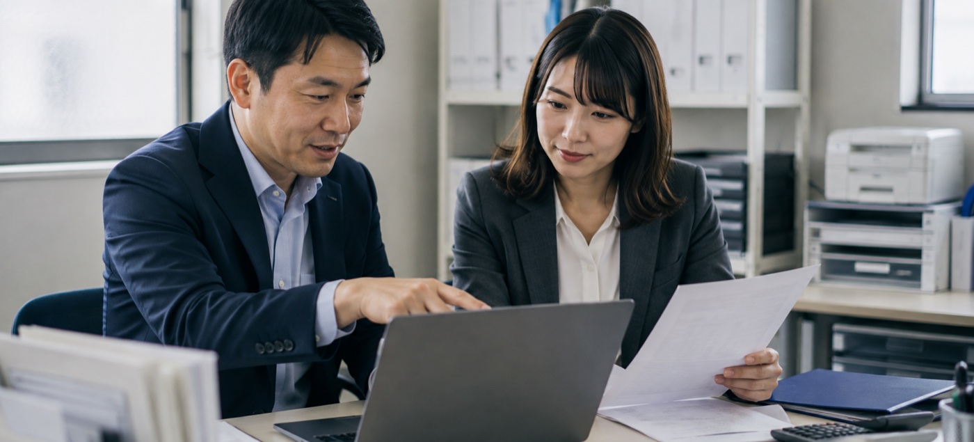 導入した業務自動化を一緒に確認する様子